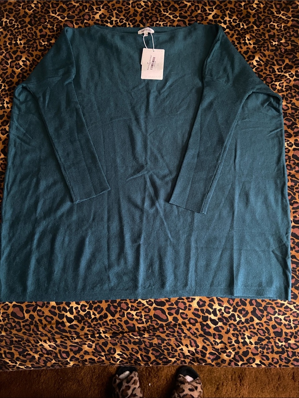 Miracle Teal Scoop Neck Long-Sleeve Sweater